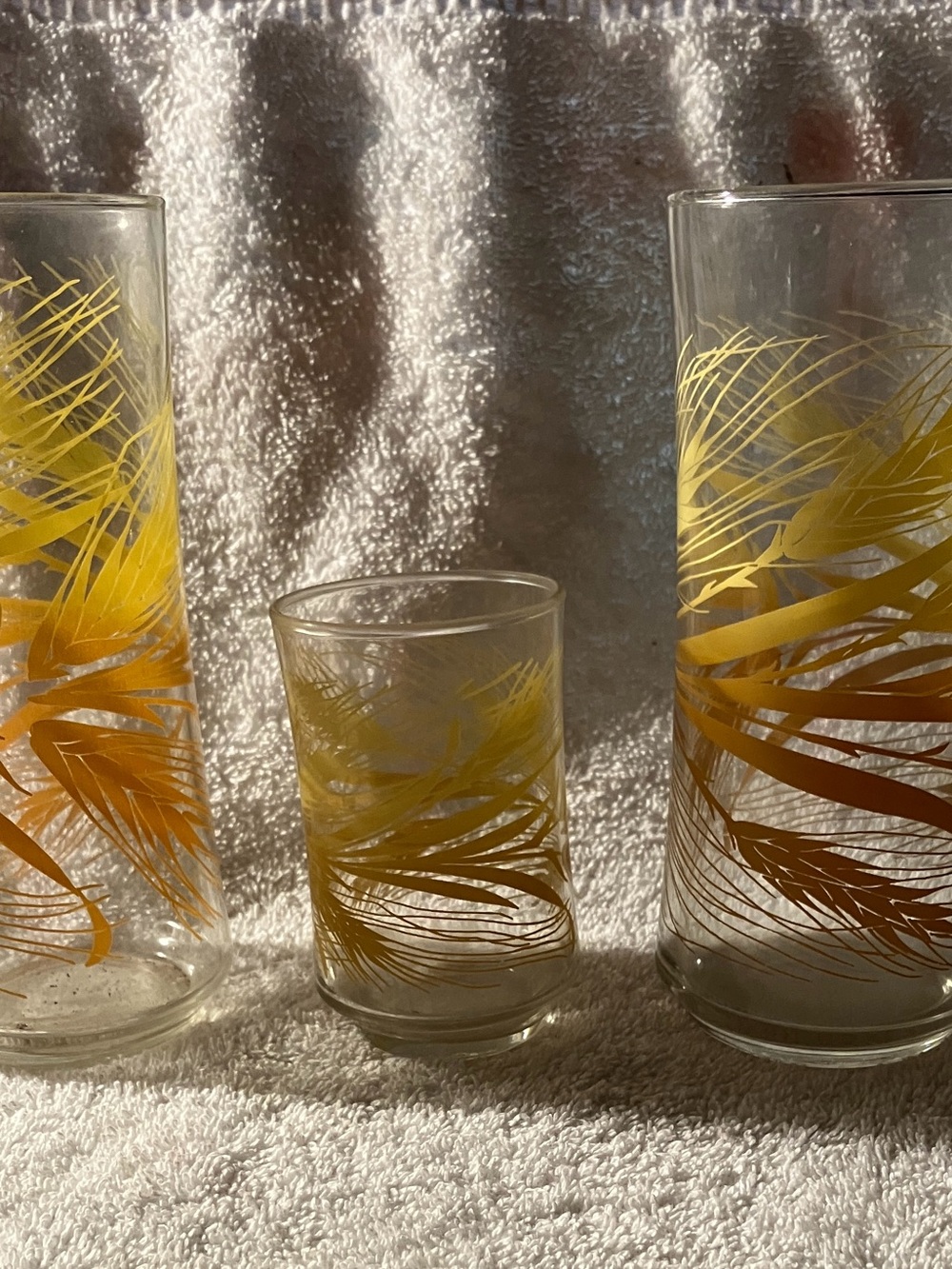 3 Vintage Libby Golden Wheat Glasses